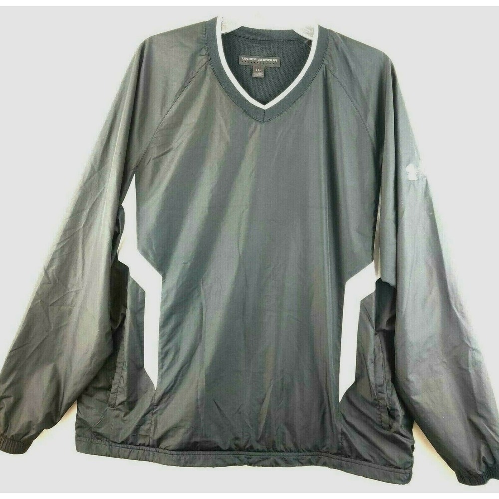 Under Armour Mens Large Golf Golfer Windbreaker Pullover Black Size L